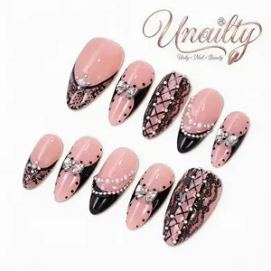 Unailty | Everyday French Collection | Professional Salon-Quality Handmade Press-On Nails | Extra-Durable |Reusable