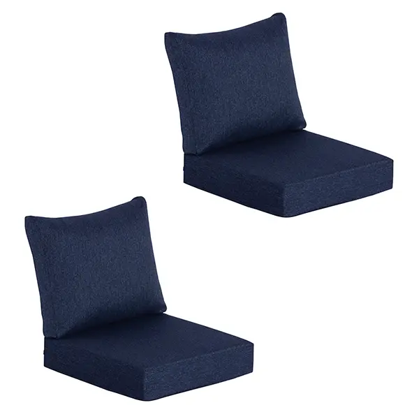 Patio/Deck Deep Seat Cushion Set, 2 Pieces — Fade-Resistant, Waterproof Outdoor Furniture Chair Cushions for 1000+ hours of use, 30D High-Elastic Foam, suitable for sofas and chairs, 22″ × 24″, 24″ × 24″