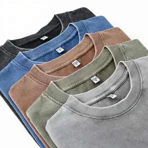 4-pack of plus-size solid color retro washed loose T-shirts, waterproof and machine washable pure cotton sweatshirts