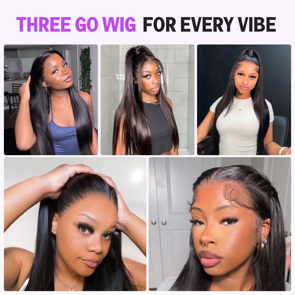 [HOT] Megalook 13x6 Glueless Lace Frontal Wig Pre-Everything Ear To Ear Natural Hairline HD Lace Skin Melted Silky Straight 220% Density Human Hair Wigs With Drawstring