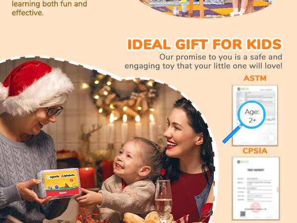 JoyCat Fridge Magnets, 26 Cute Objects & Uppercase Letters, Large Refrigerator ABC Alphabet Magnets Set for Kids, Preschool Learning Spelling Alphabet Gift Toys