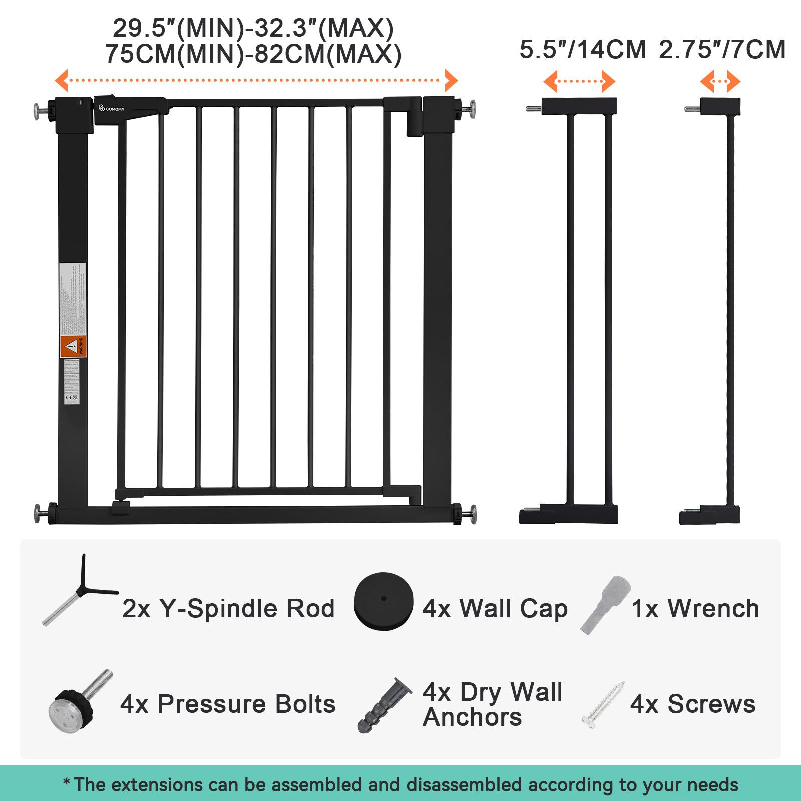 COMOMY 30/36" Extra Tall Baby Gate for Stairs Doorways, Fits Openings 29.5" to 48.8" Wide, Auto Close Extra Wide Dog Gate for House, Pressure Mounted Easy Walk Through Pet Gate with Door, dealsforyou, summerwins, restock, dealsforyoudays, DFYD