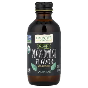Frontier Co-op Organic Peppermint Flavor, Non-Alcoholic, 2 fl oz (59 ml)