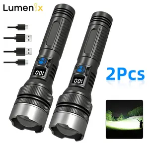2PCS 1200 Lumen 2-in-1+Power Bank Flashlight，Digital display ofpower, Rechargeable,Zoomable,,X4Waterproof,Adjustable Brightness Flash Light for Outdoor, Emergency,Camping Accessories, Black TiktokShopSpringGlowUp