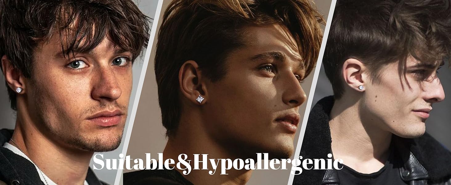 Cassieca 2 Pairs Stainless Steel Magnetic Stud Earrings for Men Women Non-piercing CZ 5-9MM CZ Hypoallergenic Crystal Jewellery earrings  lovers