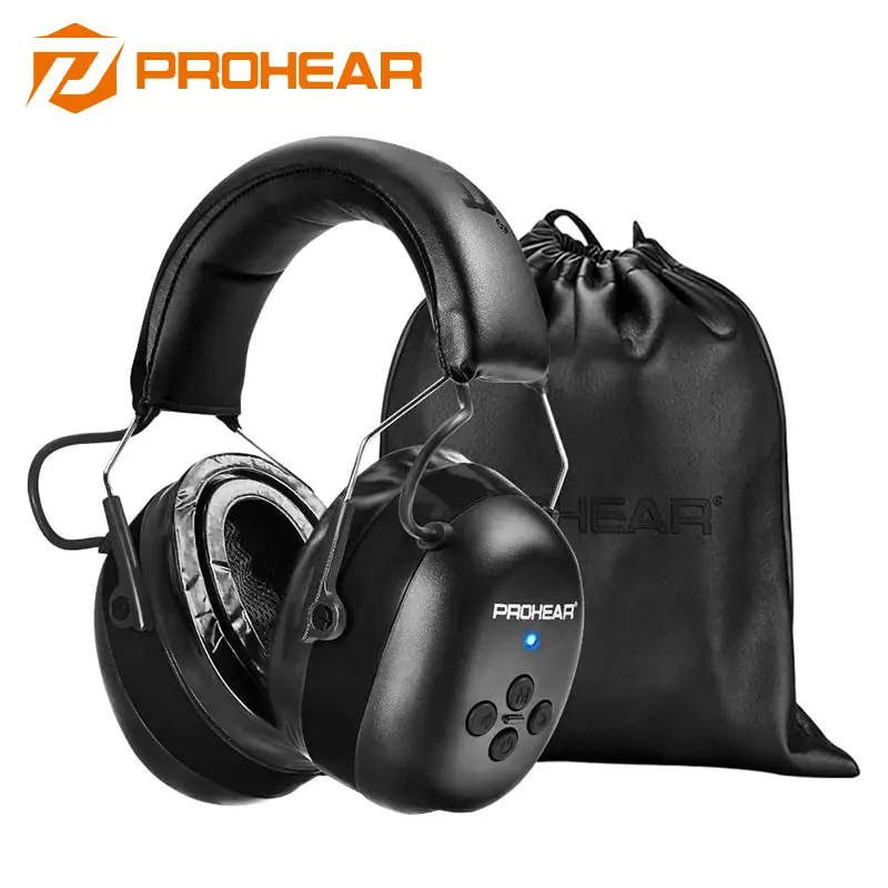 PROHEAR 037 Bluetooth 5.3 Over Ear Wireless Headphones, 30dB Passive Noise Cancellation Earmuffs for Lawn Mowing & Woodworking, Gel Foam Pads, 1500mAh Battery, Stay Connected Work Safety Equipment