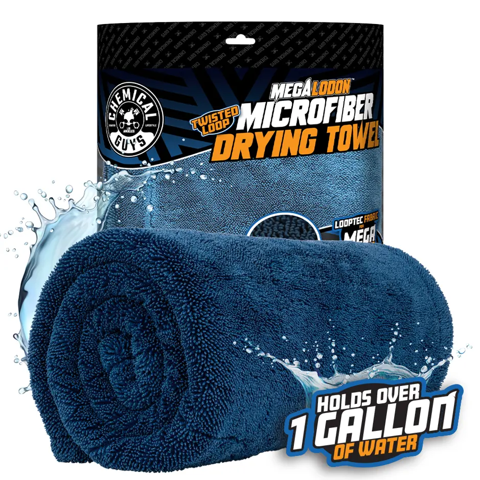 Chemical Guys Megalodon Twisted Loop Drying Towel - 36"x24" Dual-Sided Microfiber Cloth, Super Absorbent Car Wash Accessory for 1-Pass Drying, Ultra-Thick Soft Scratch-Free Car Detailing Product