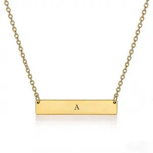 [Please leave your customization information in the remarks] Personalized Name Engraved Bar Necklace Refined, Streamlined Design Crafted in High-Quality Stainless Steel......