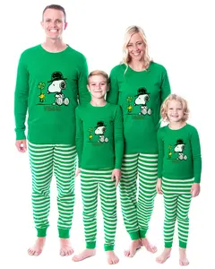 Peanuts ST. Patrick's Day Snoopy and Woodstock Lucky Tight Fit Cotton Matching Family Pajama Set