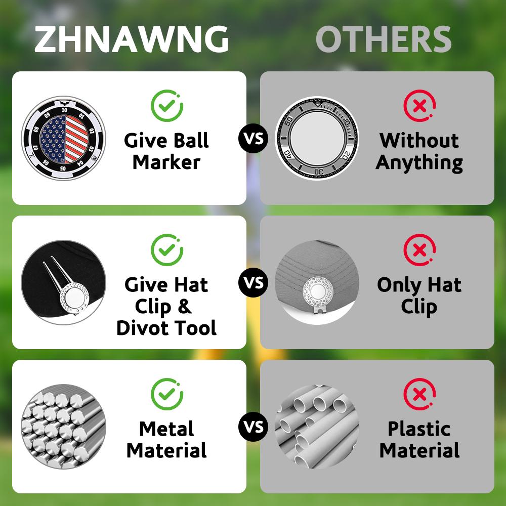 4 in 1 Green Reader - Golf Ball Marker with High Precision Green Reading Aid And Divot Repair Tool, Golf Accessories with Hat Clips, Gifts For Men or Women Golfers