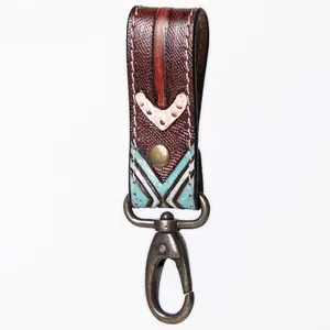 American Darling ADKR210N Hand Tooled Carved Genuine Leather Keyring
