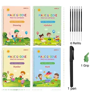 Magic Grooved Writing Practice for Kids Ages 3-8 Reusable Grooved Handwriting Practice Books for Kids 5-7 Preschool Tracing Learning Activities Educational Gifts for Kids
