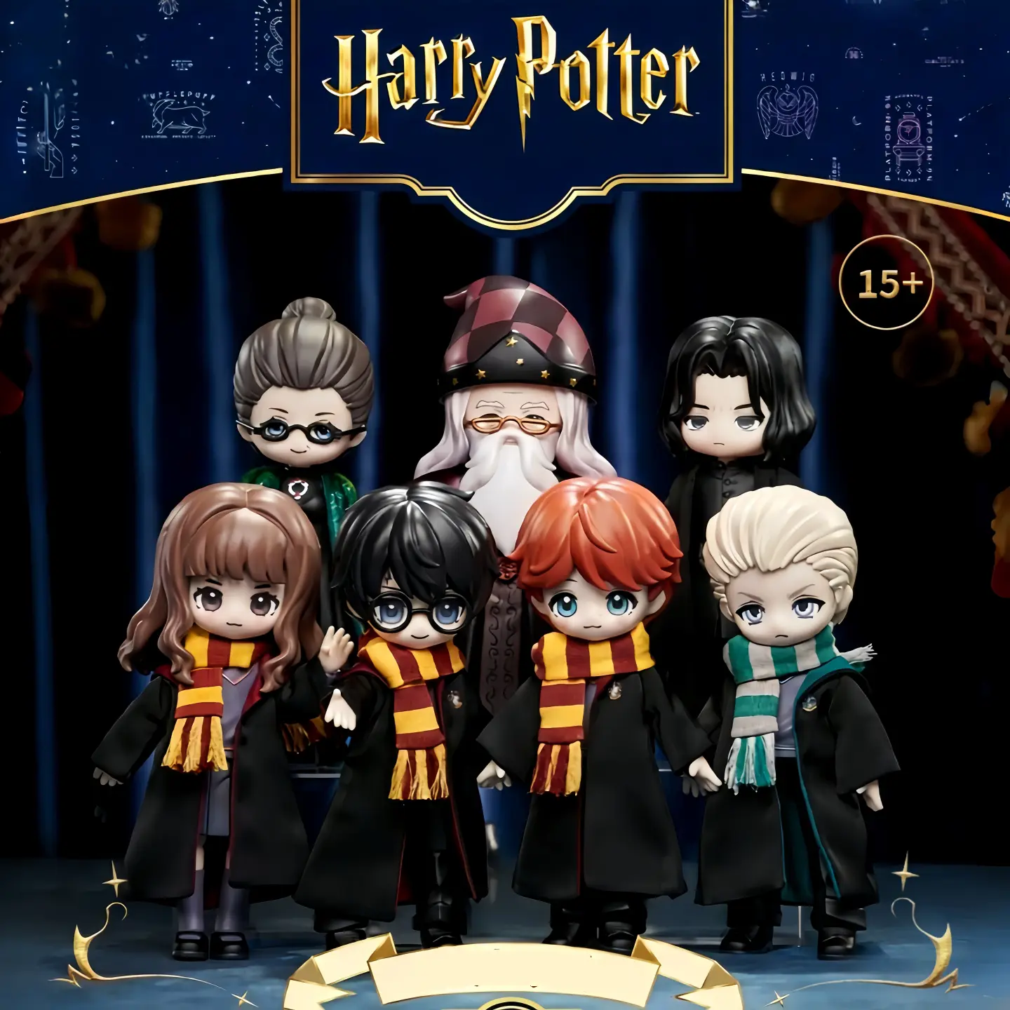 Harry Potter and The Sorcerer’s Stone Movie Chibi MJD Blind Box Plastic Doll, Poseable Articulated Figurine, Mini Figures with Cloth Outfit, Cute Collectibles with Surprise Element, Back-to-School Toy Gift