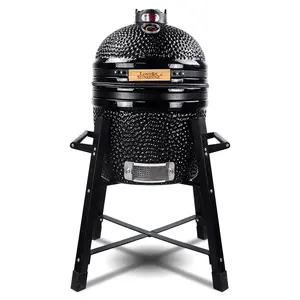 London Sunshine Ceramic Kamado Charcoal BBQ Grill and Smoker, Stainless Steel Grates -15" Ceramic with Tall Stand