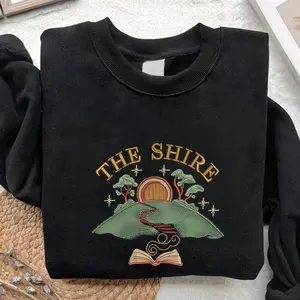Embroidered Shire Sweatshirt, Hobbit Door, Tolkien Gift