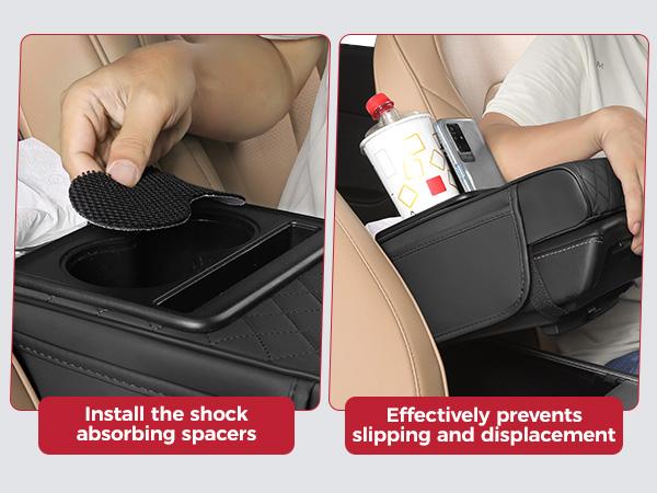【FREESOO】Multifunctional PU Leather Car Armrest Box Mat with Central Elbow Heightening Pad Storage Box Cup Holder & Car Tissue Box Auto Interior Accessories
