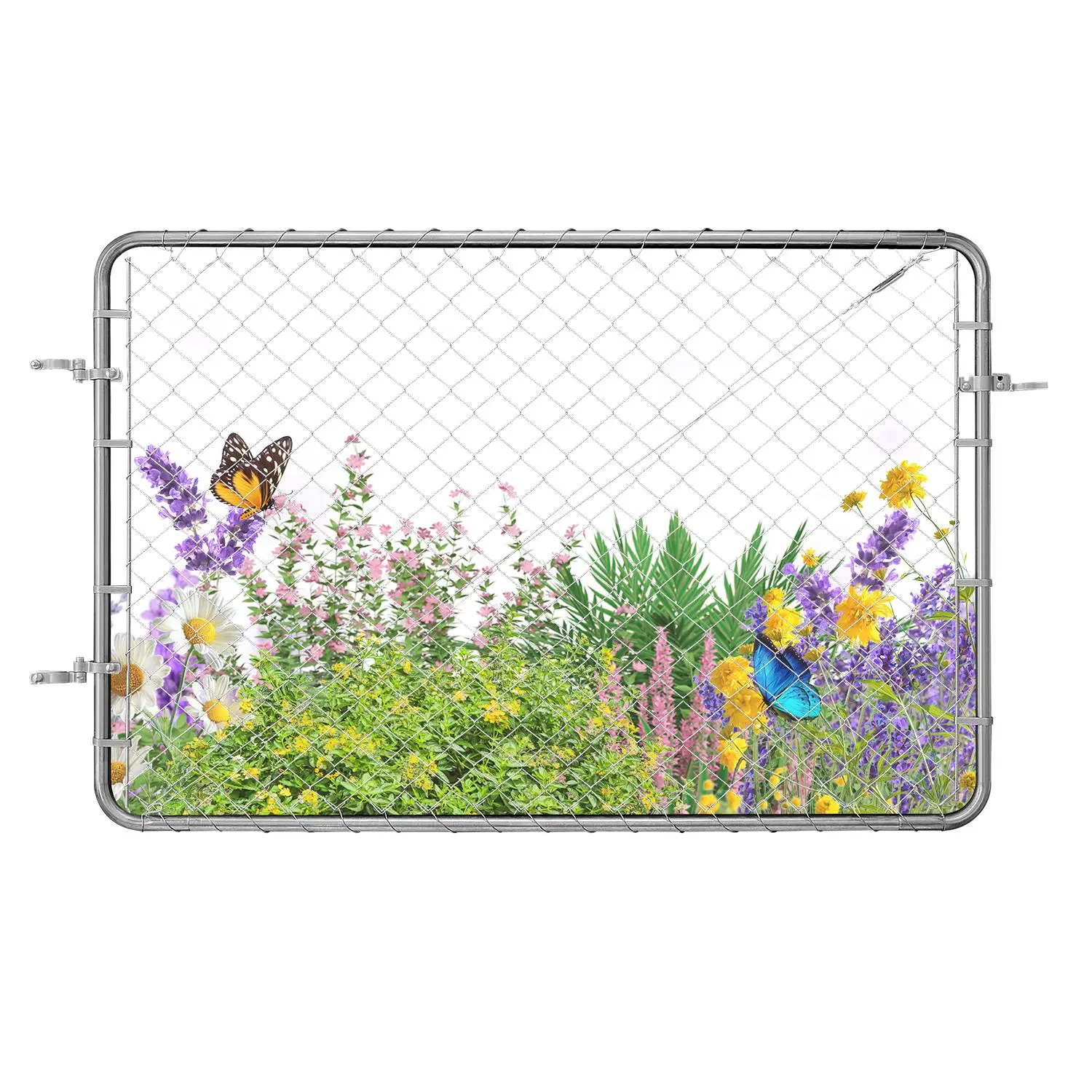 VEVOR Chain Link Fence Gate,  , 72 x 48 in, Adjustable Chain Link Fence Panel, Fit 2.2-6 ft (W) x 6 ft (H) Garden Fence Gate Opening, Rust-Resistant Galvanized Fencing Gate for Farm, Posts Not Included#BackToSchool