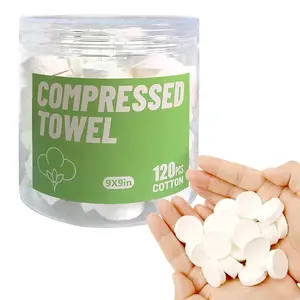 120 Pcs Mini Compressed Towels, Disposable Face Compressed Towel, Compressed Cotton Hand Wipe, Camping Towel, Portable Compressed Coin Tissue for Travel/Home/Outdoor Activities