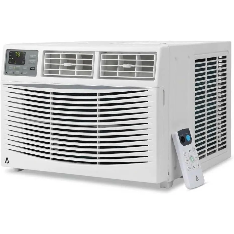 110-120V US Model Window Air Conditioner Unit - 8000 BTU, US Plug, Remote Control, Adjustable Cooling, 3 Cooling & Fan Speeds, Quiet Operation, Digital Display, Auto-Restart After Power Interruption, Easy Install Kit for Bedroom, Home Office, Medium Rooms