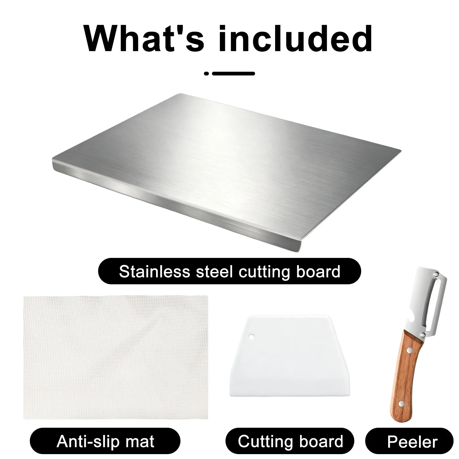 Stainless Steel Cutting Boards with Peeler for Kitchen, Kneading Cutting Board Mats, Metal Cutting Board for Meat, Fruits, Vegetables, Bread, and Baking Small Cutting Boards (40 x 30cm/15.7 x 11.8 in)