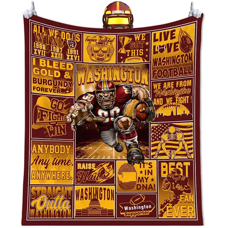 Washington Redskins Ultra-Soft Flannel Blanket - Customized, Wrinkle-Resistant, Durable Bedding Throw for Bedroom, Sofa, Football Team Fans, Children’s Gift