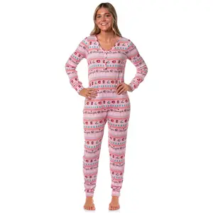 Gilmore Girls Holiday Women's Christmas Ugly Sweater Waffle Union Suit One Piece Long Sleeve Footless Sleep Pajamas