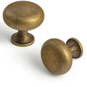 6 Pcs Vintage Retro Antique Brass Zinc Alloy Cabinet Knob Single Hole Center Affordable Luxury Hardware for Bedroom Kitchen