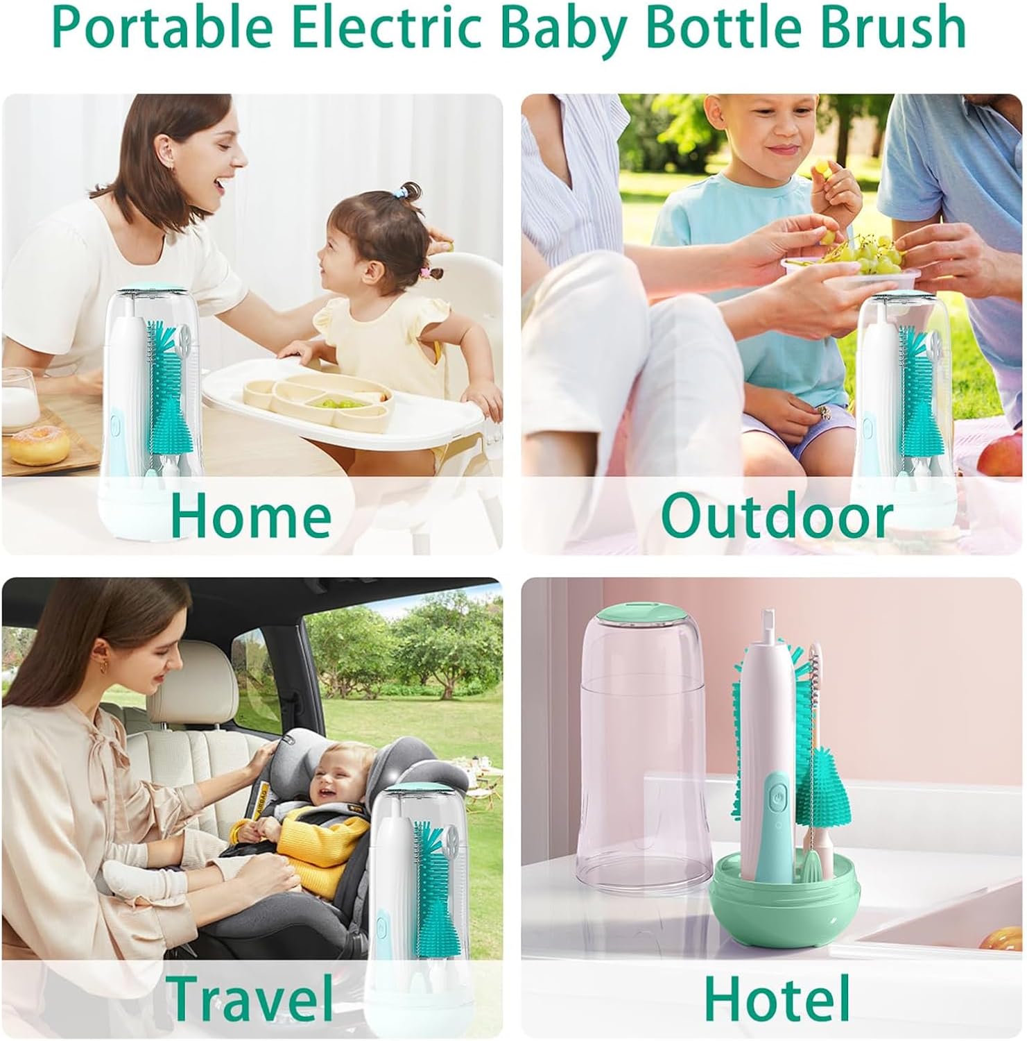 Electric Bottle Cleaning Brush, Bottle Brush Cleaner, UV Disinfection Nipple Brush, 6 Packs Set for Newborns