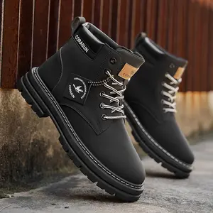 2026 Spring/Summer New Men's High Top Sports and Leisure Shoes, Four Seasons Trendy Boots, Fashionable and Versatile, Height Increasing Commuting Casual Leather Shoes, Large Size Running Shoes, Wear resistant and Anti slip Work Shoes