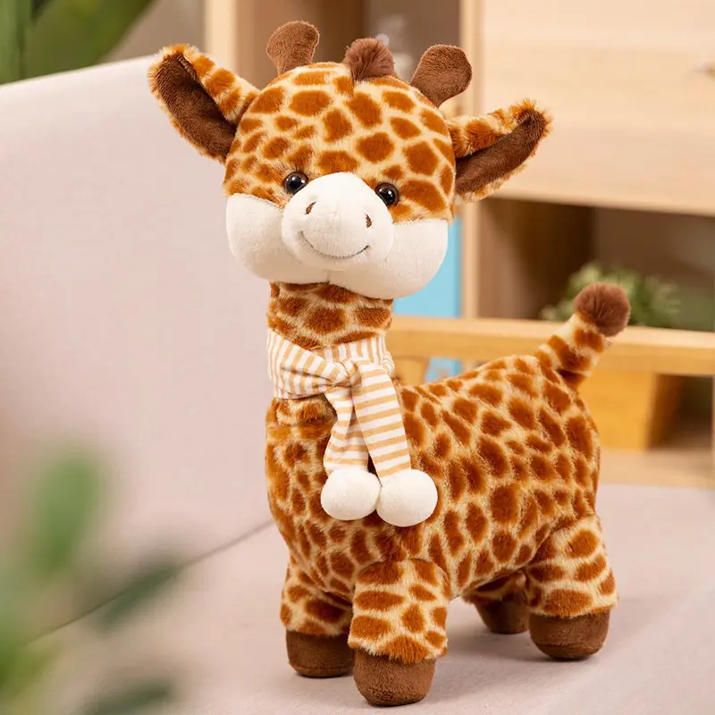 30cm/11.81in Giraffe Plush Toy, Soft Stuffed Animals, Soft Stuffed With Scarf, Tilted Head, Soft Huggable, Soft And Skin-Friendly, Perfect For Home Decorations, A Great Gift For Children, Soft Cuddly Gift