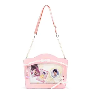 THE JUNCO Original Rafayel "Red Shell Dream" ITA Bag – Love and Deepspace PU Leather Tote, 3-in-1 Crossbody Shoulder Bag for Women, Clear Window Tote for Pins, Everyday Work Bag for College & Commute