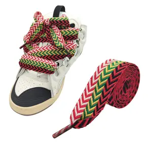 UamGlsob 3cm Thick Fat Shoe Laces for Lanvin Sneakers Original Jumbo Chunky Shoelaces Shoe Strings Replacement Laces (Red+Yellow 63/160cm)