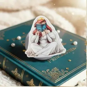 Aesthetic Bookish Princess Phone Grip - Redhead Girl with Book Accessory - Magical Fairytale Phone Holder for Kindle - Romantic Royalcore Gift for Her - Vintage Inspired Phone Stand