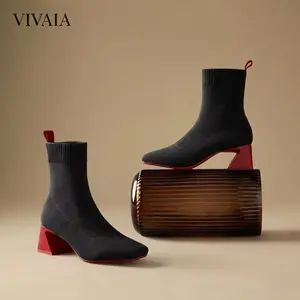 VIVAIA Women's Square-Toe Water-Repellent Block-Heel Boots – Stable, All-Day Comfort Winter Boot (Regina Pro), Bootie, Ankle Boots