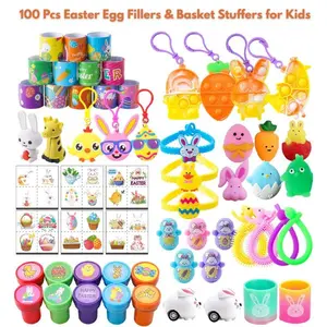 100 Pcs Easter Egg Fillers & Basket Stuffers for Kids – Boys & Girls Easter Party Favors, Classroom Prizes, Goodie Bags, Easter Egg Hunt Toys & Gifts