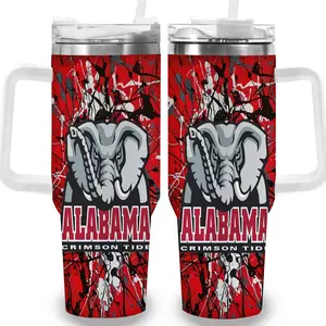 1pc 40oz Crimson Tide Elephant Splash Tumbler with Lid, Insulated Travel Mug, Gift for Women Men, Ideal for Halloween, Independence Day, Memorial Birthday Gift, Coffee Cup, weird stuff