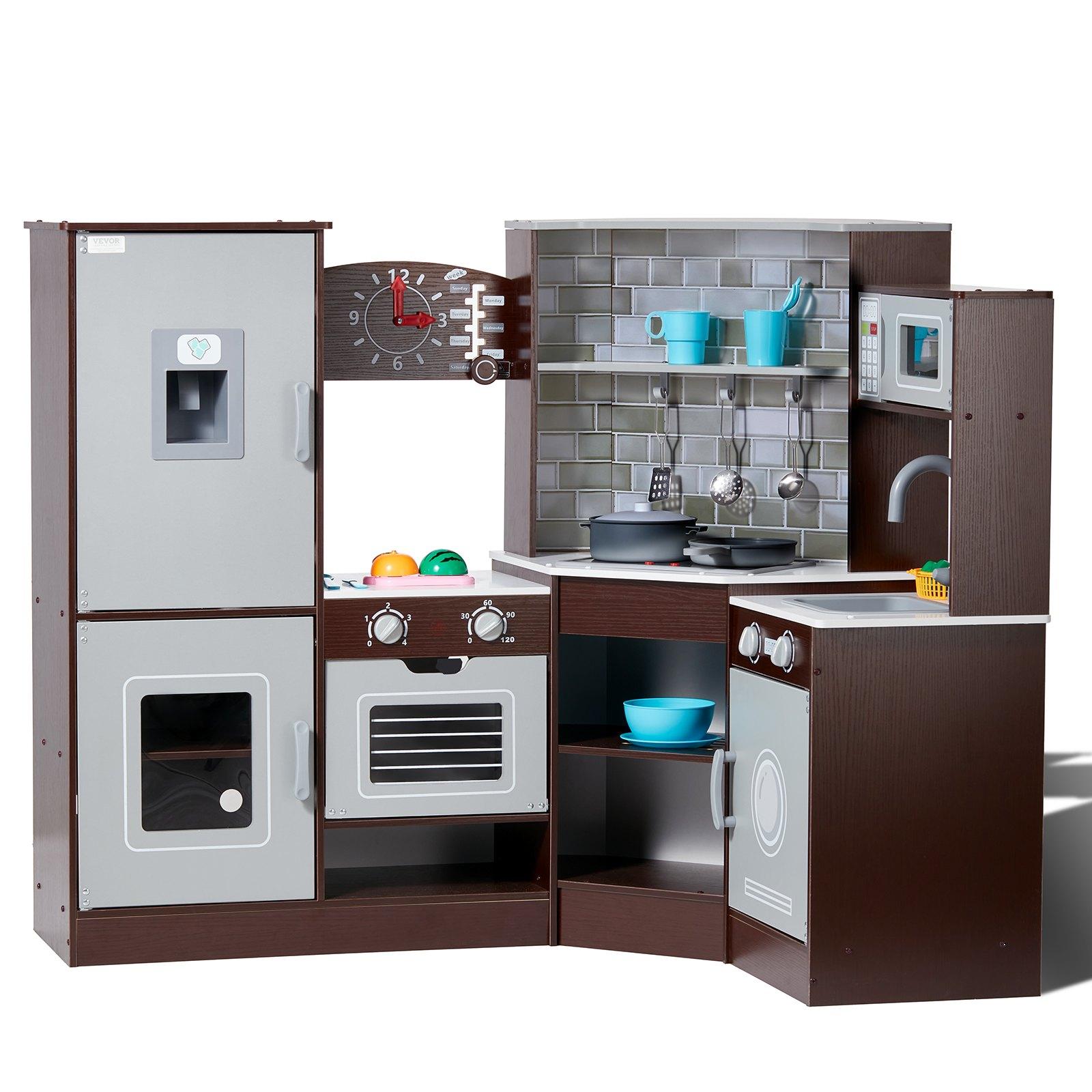 VEVOR Kids Kitchen Playset, Toddler Kitchen with Cooking Stove with Steam, Sounds and Lights