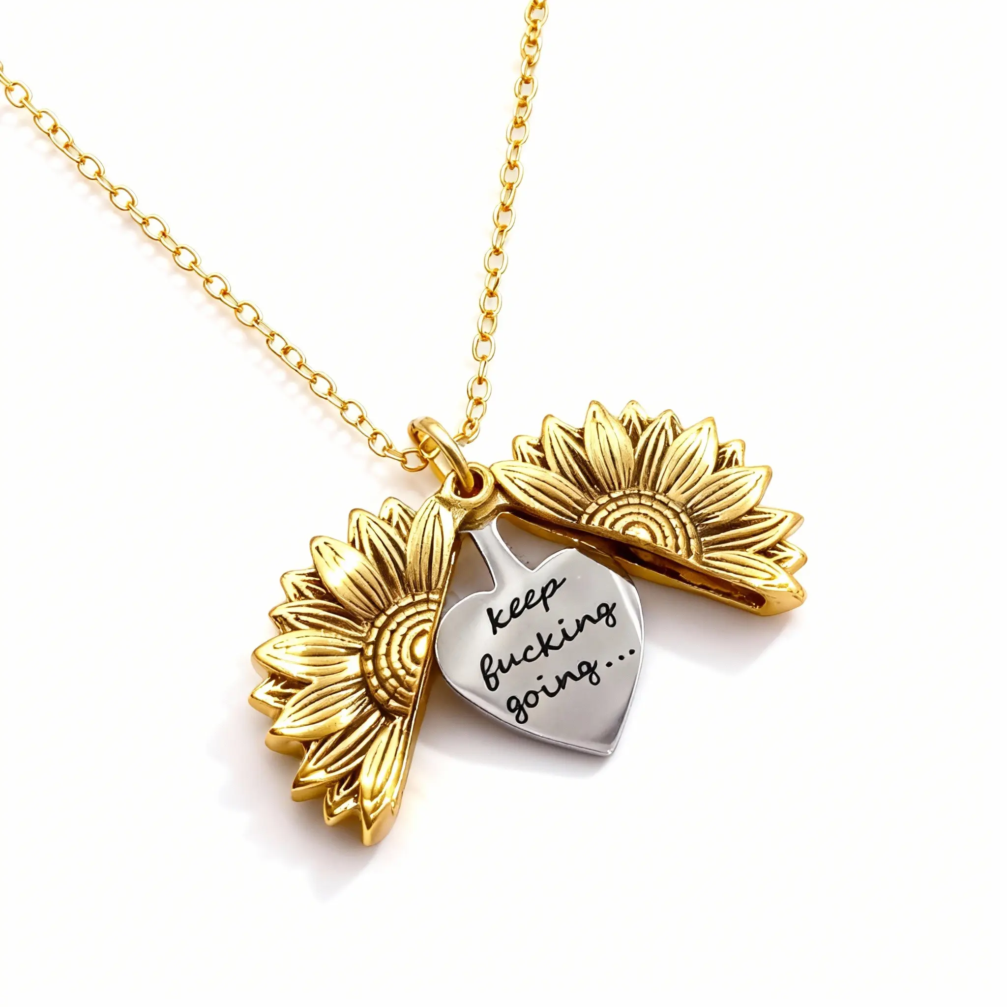 Durable Unisex Sunflower Embellished Flower Locket Necklace - Adjustable Length Matching Couple-Themed Chain Jewelry Necklaces, Festive Birthday & Christmas Gift for Couples, Matching Couple Necklaces