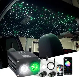 Blue Star Light Twinkle 20W Dual Color Starlight Headliner Kit with 1030pcs Mixed Fibers, RGBW LED Fiber Optic Star Light for Car Roof, Music APP and RF Control, Starry Sky Projector for Car Ceiling, Interior Car Light.