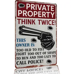 Vintage Metal Sign Aluminum 12x8" - "Private Property" Retro Funny Warning Decor, Perfect Gift for Homeowners & Property Owners
