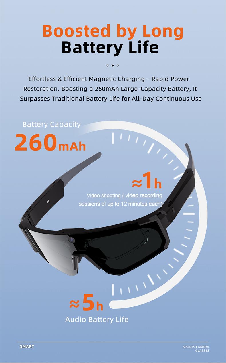 Smart Sports Glasses with 8MP Camera, 2K Photo/1200P Video Recording Wearable Glasses, IP54 Waterproof Multifunctional Wireless Audio Bluetooth Glasses with Headphone, Outdoor Sports Polarized Sunglasses with AI Voice Assistant, UV Protection Eyeglass Smart Sports Glasses with 8MP Camera, 2K Photo/1200P Video Recording Wearable Glasses, IP54 Waterproof Multifunctional Wireless Audio Bluetooth Glasses with Headphone, Outdoor Sports Polarized Sunglasses with AI Voice Assistant, UV Protection Eyeglass