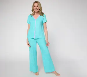 MUK LUKS Ribbed Butterknit Short Sleeve Lounge Set MUK LUKS Ribbed Butterknit Short Sleeve Lounge Set