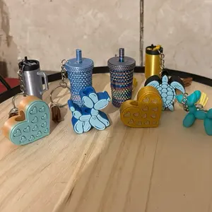 1.0 Mini Tumbler Keychains with Straw Toppers - Assorted Designs for Fun and Practical Use