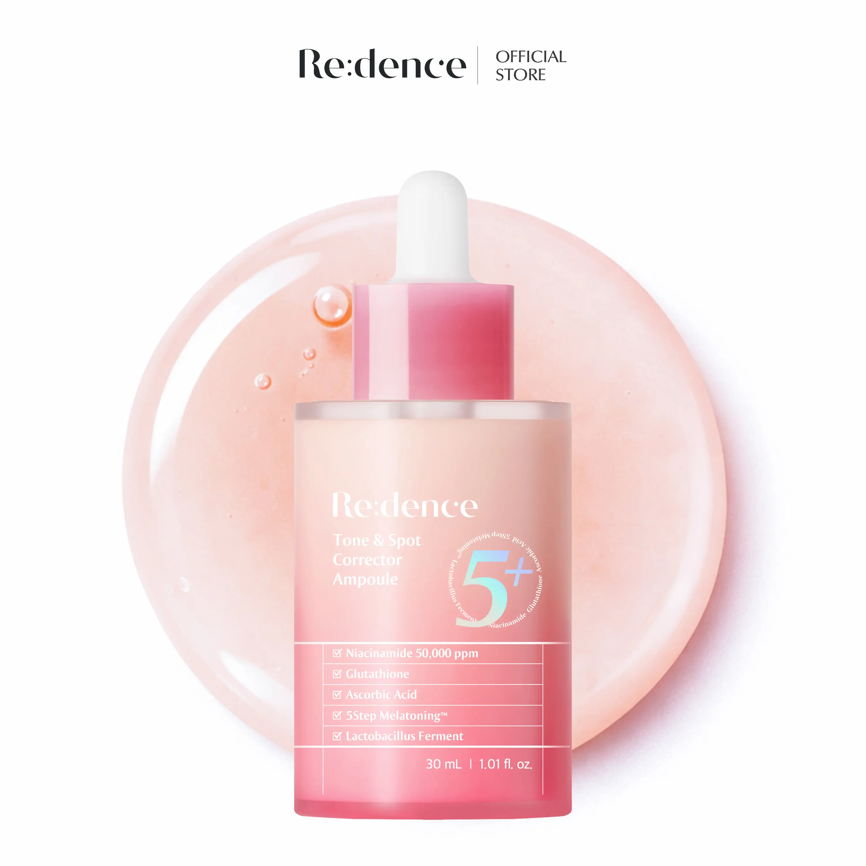 REDENCE 5% Niacinamide & 2% Hyaluronic Acid Brightening Serum, Moisturizing Remedy for Dark Spots & Discoloration, Lightweight Hydrating Korean Skin Care for Sensitive Skin, 1 fl oz, Glow Up, Even Skin Tone