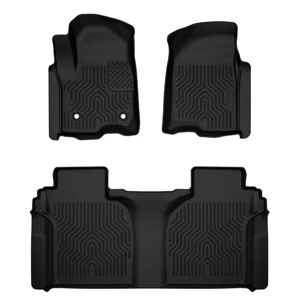 G-PLUS Waterproof TPE Floor Liner Set for 2019-2024 Silverado Sierra 1500,2500HD,3500HD Crew Cab - All-Weather, Anti-Slip Grip, All-Season Drive Car Mats & Protectors, All Weather Floor Mats, Protector, Dirt Protection