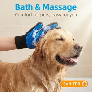 Pet Grooming Gloves for Dogs & Cats - Soft TPR Deshedding & Bathing Massage Gloves for Comfortable Cleaning