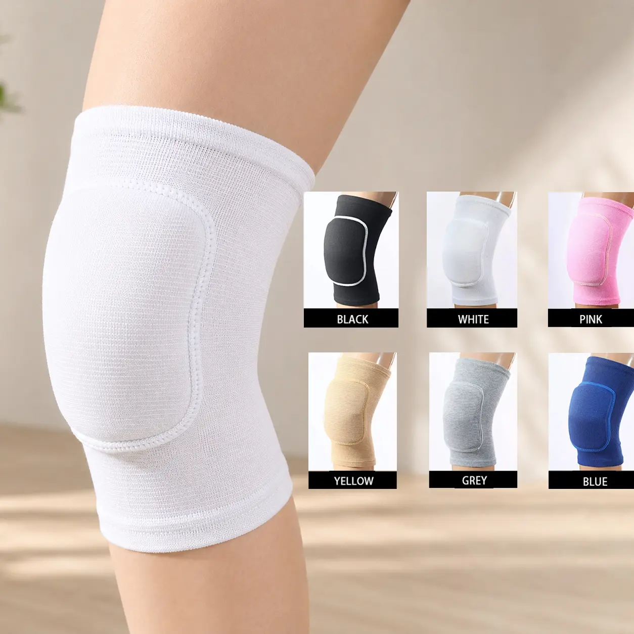 Cushioned Knee Pads, Unisex Solid Slip-On Sleeve-Style Protective Sports Gear for Dance & Gym Workouts, Knee Support, Athletic Gear, Training, Volleyball, Snug Fit, Slip-On Sleeve Design, Sporty Volleyball Protective Gear tiktokshopbacktoschool