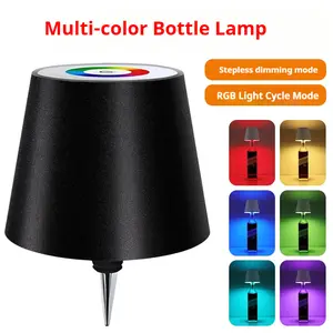 Multi-color Wireless Bottle Light Portable Rechargeable Dinning Light RGB Rainbowcolor Stepless Dimming LED Light for Bedroom Restaurant Bar Holiday Vibe Gift