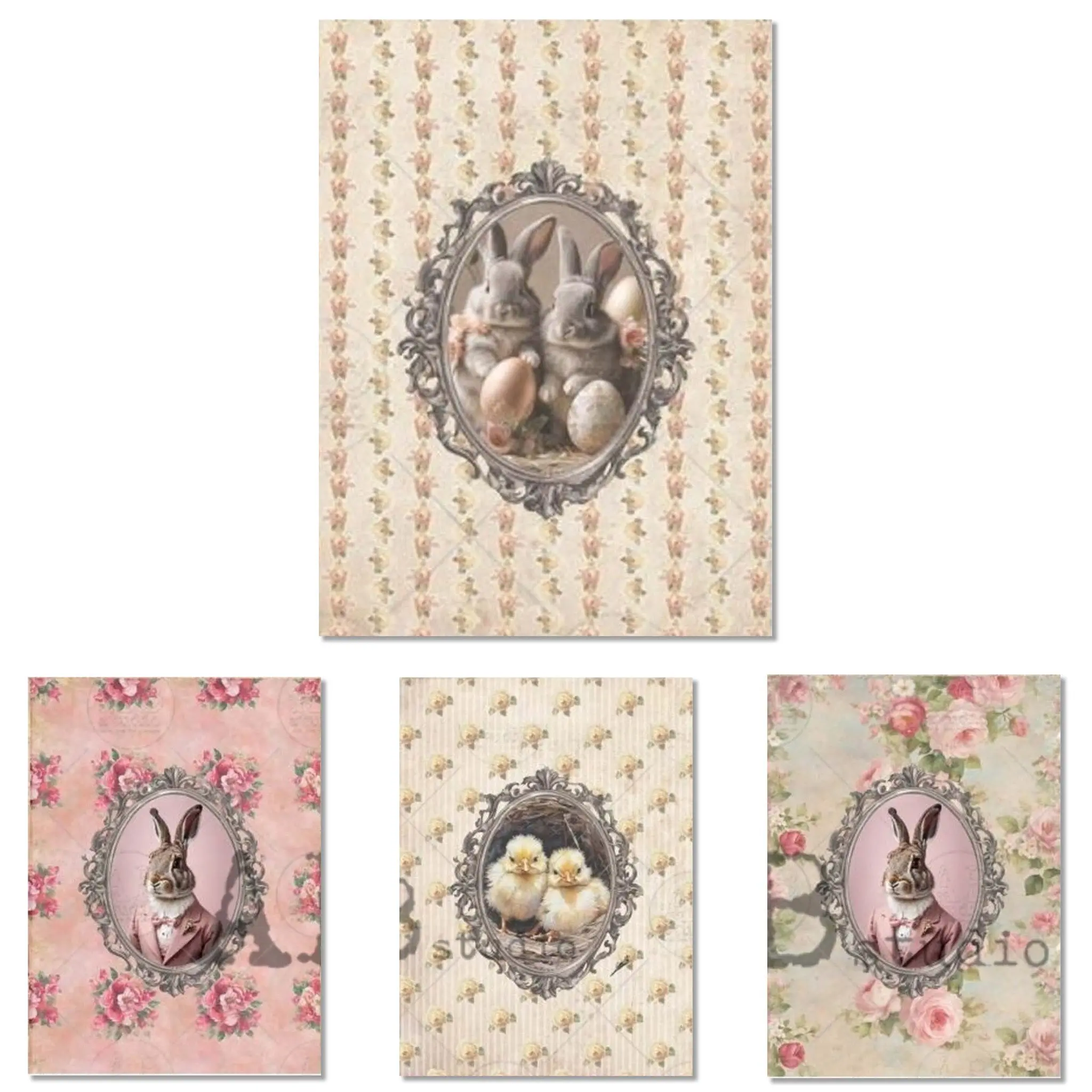 AB Studio - Shabby Chic Framed Easter Designs Decoupage Paper (A4 Size)