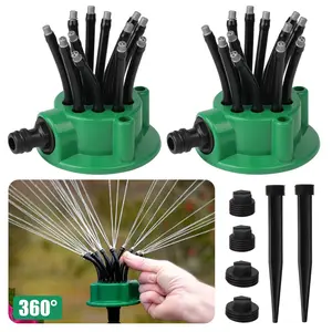 2Pcs 360° Garden Sprinklers-Automatic Adjustable Watering System with Flexible Tubes,Watering System Tool for Gardens Flower Plants,Lawn Sprinkler
